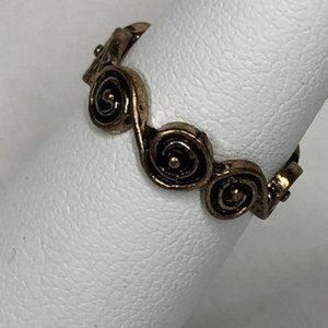 Antiqued Bronze Tone Swirl sz 4 Pinky Ring